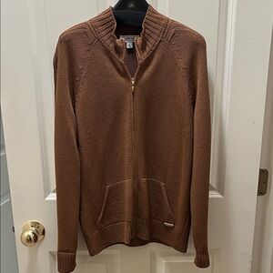 St. John Brown Full-Zip Cardigan